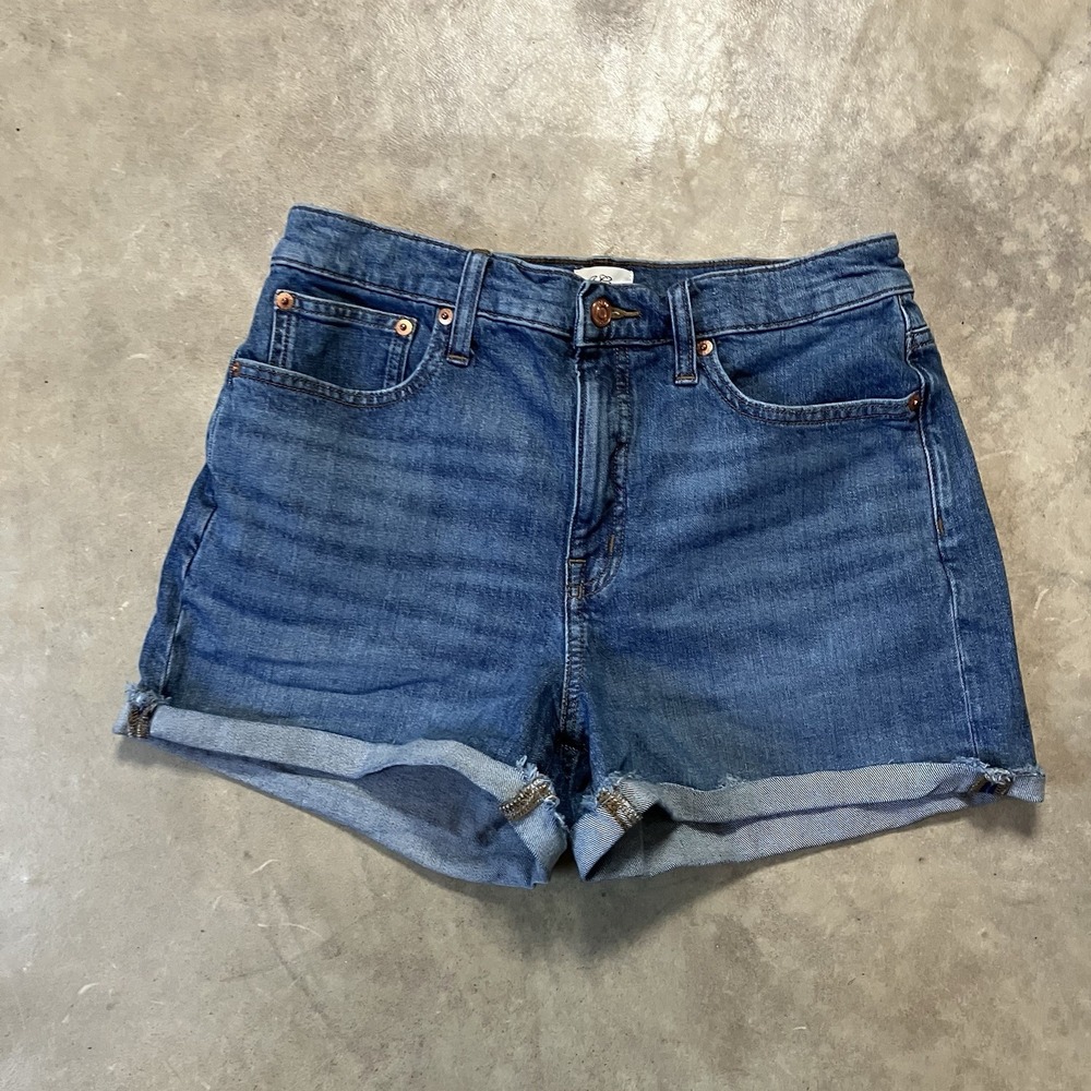 J Crew Shorts Womens Size 28‎ Blue High Rise Rolled Hem Stretch Denim